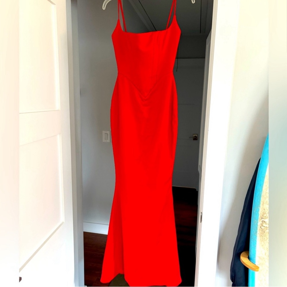 House of CB Red Sheath Dress with Spaghetti Straps for Prom